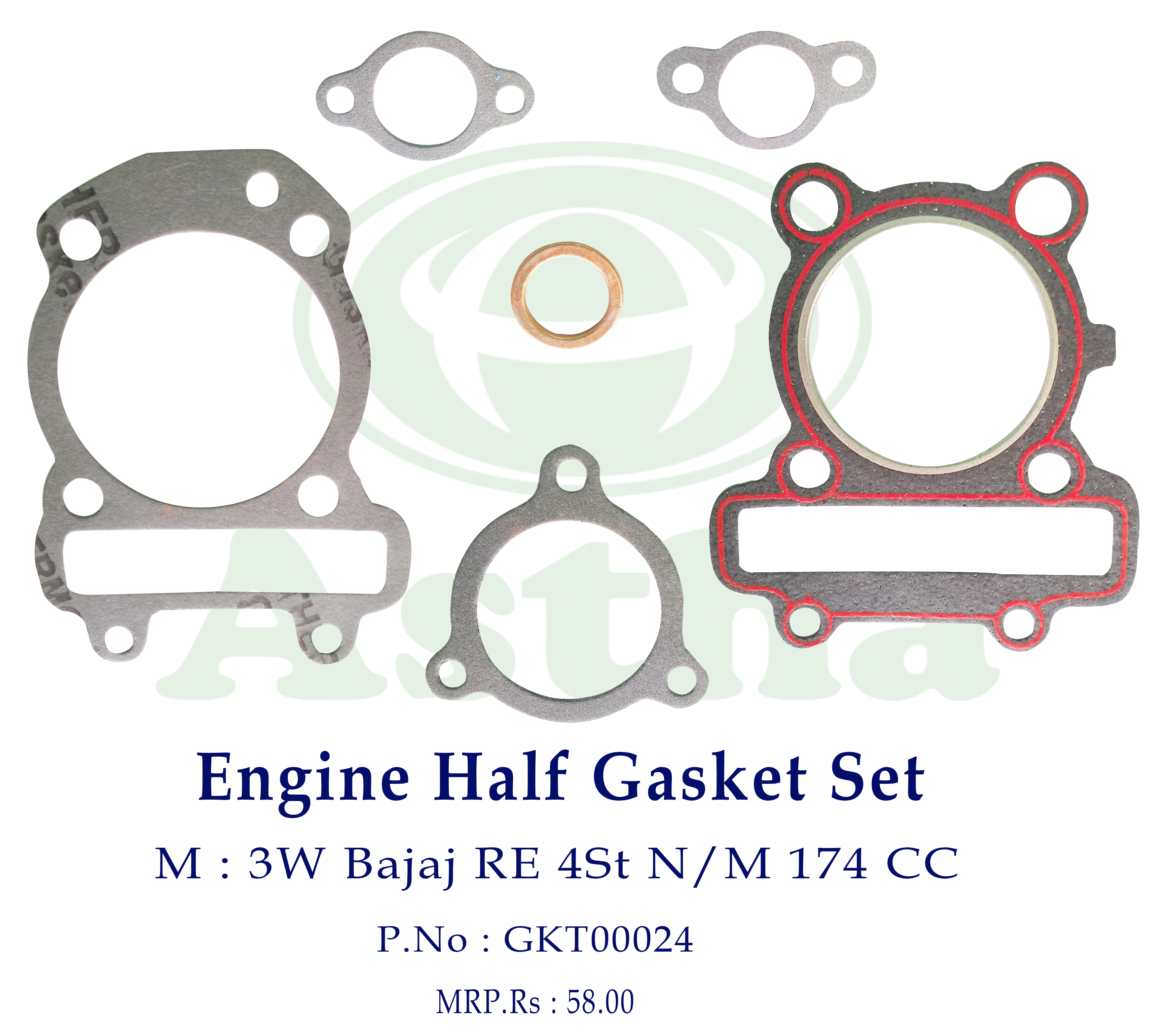 Gasket Engine Half Set 3W Bajaj RE-175cc 4St